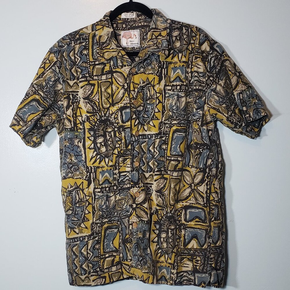 Marc Edwards Tropical Hawaiian Short Sleeve Casual Shirt size M Vintage